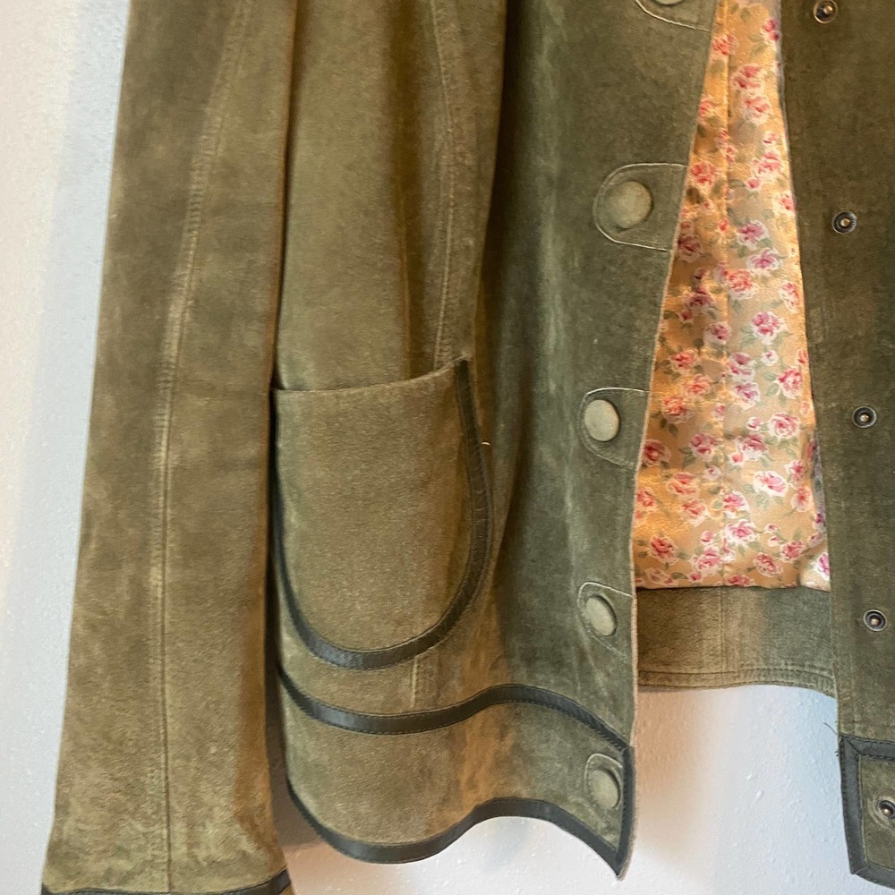 Liz Claiborne Army Green Suede Coat - Picture 3 of 5